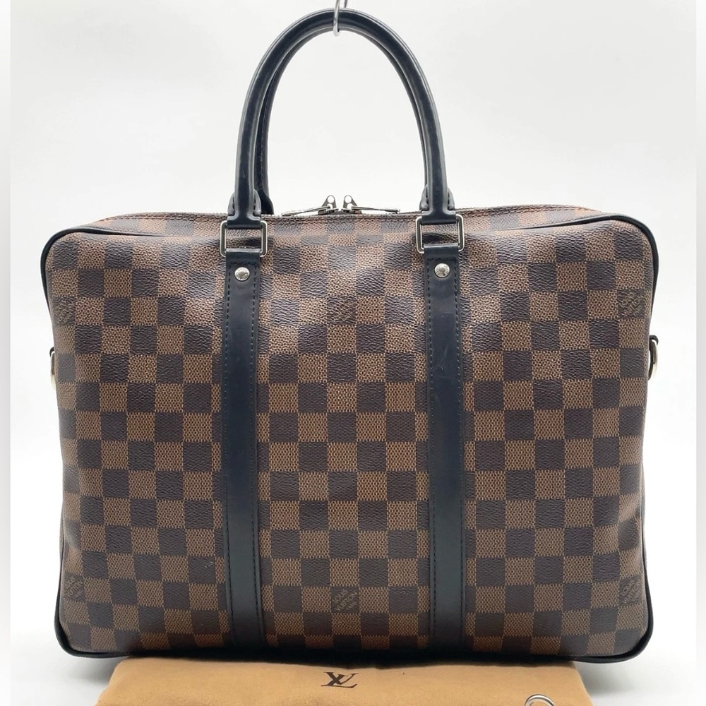 AUTH Louis Vuitton Porte Documents Voyage PM Briefcase Business Bag Damier Ebene